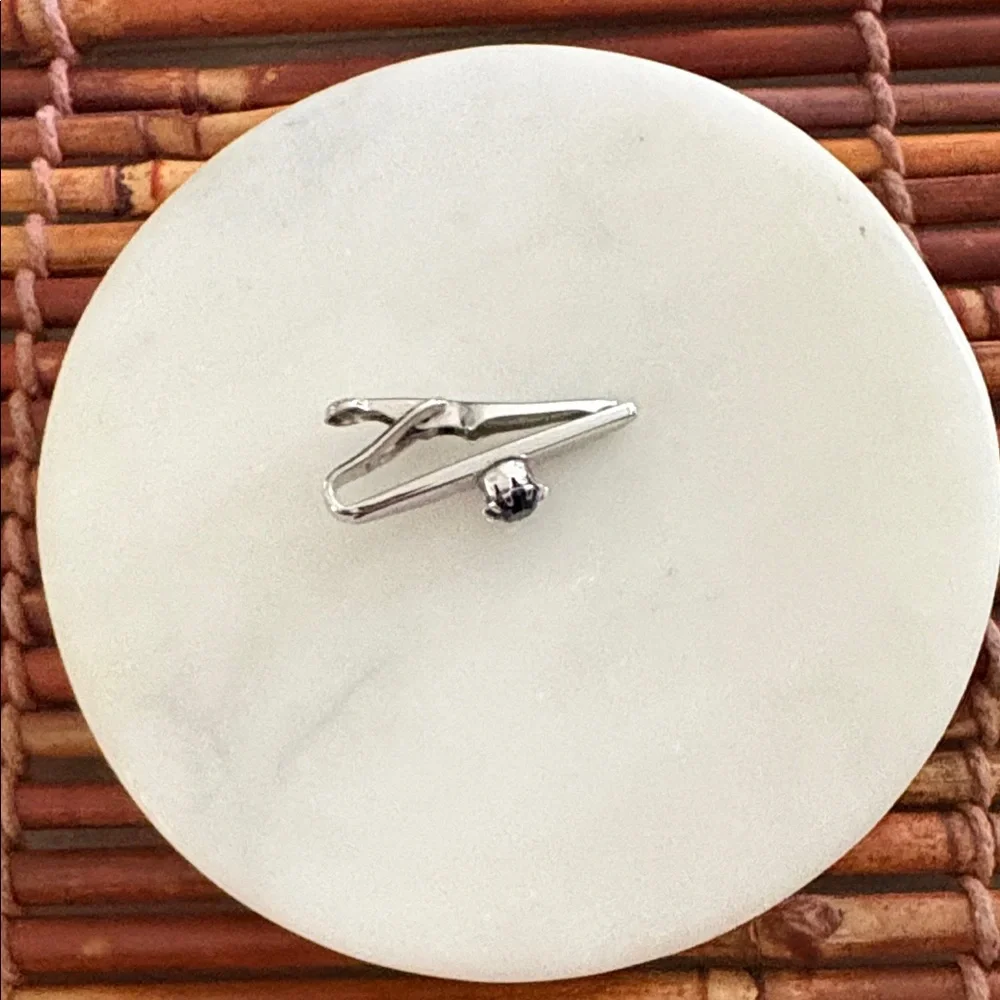 SWANK Silver Tie Clip with Blue Stone